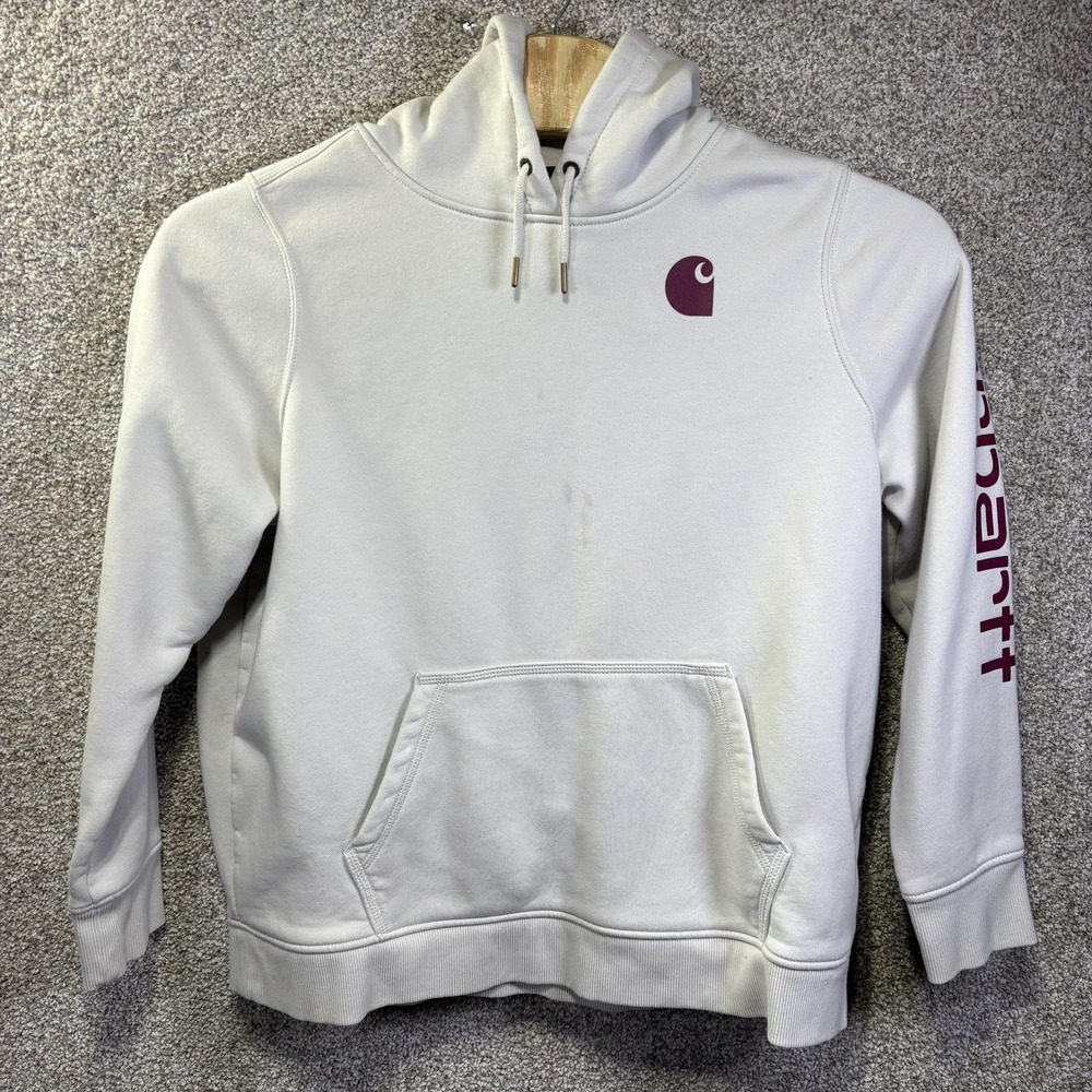 Carhartt Womens Relaxed Fit Hoodie Cream Purple Logo TS0288-W XXL‎ 20